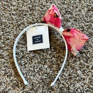 Janie and Jack Girls White and Pink Floral Bow Headband, New